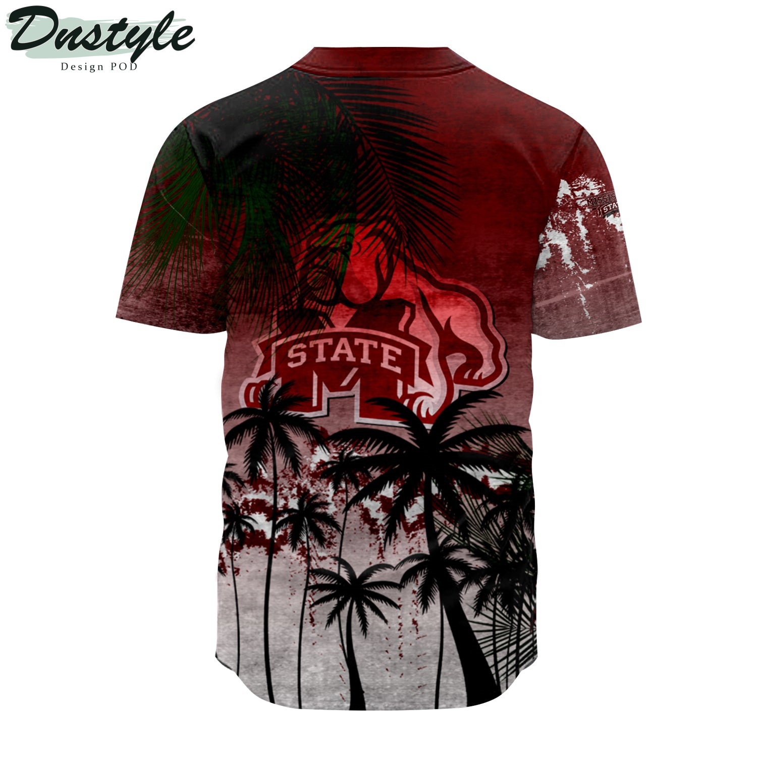 Mississippi State Bulldogs Coconut Tree Tropical Grunge Baseball Jersey