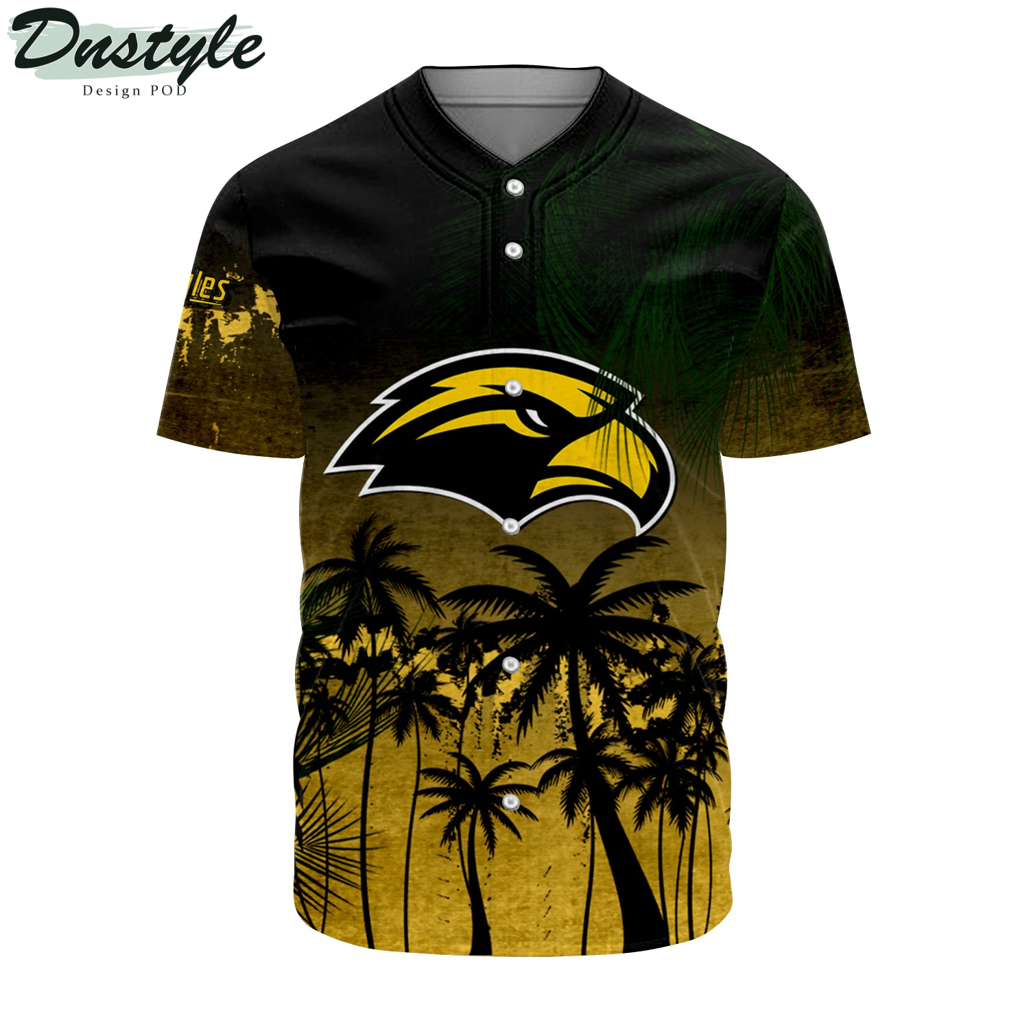 Southern Miss Golden Eagles Baseball Jersey Coconut Tree Tropical Grunge