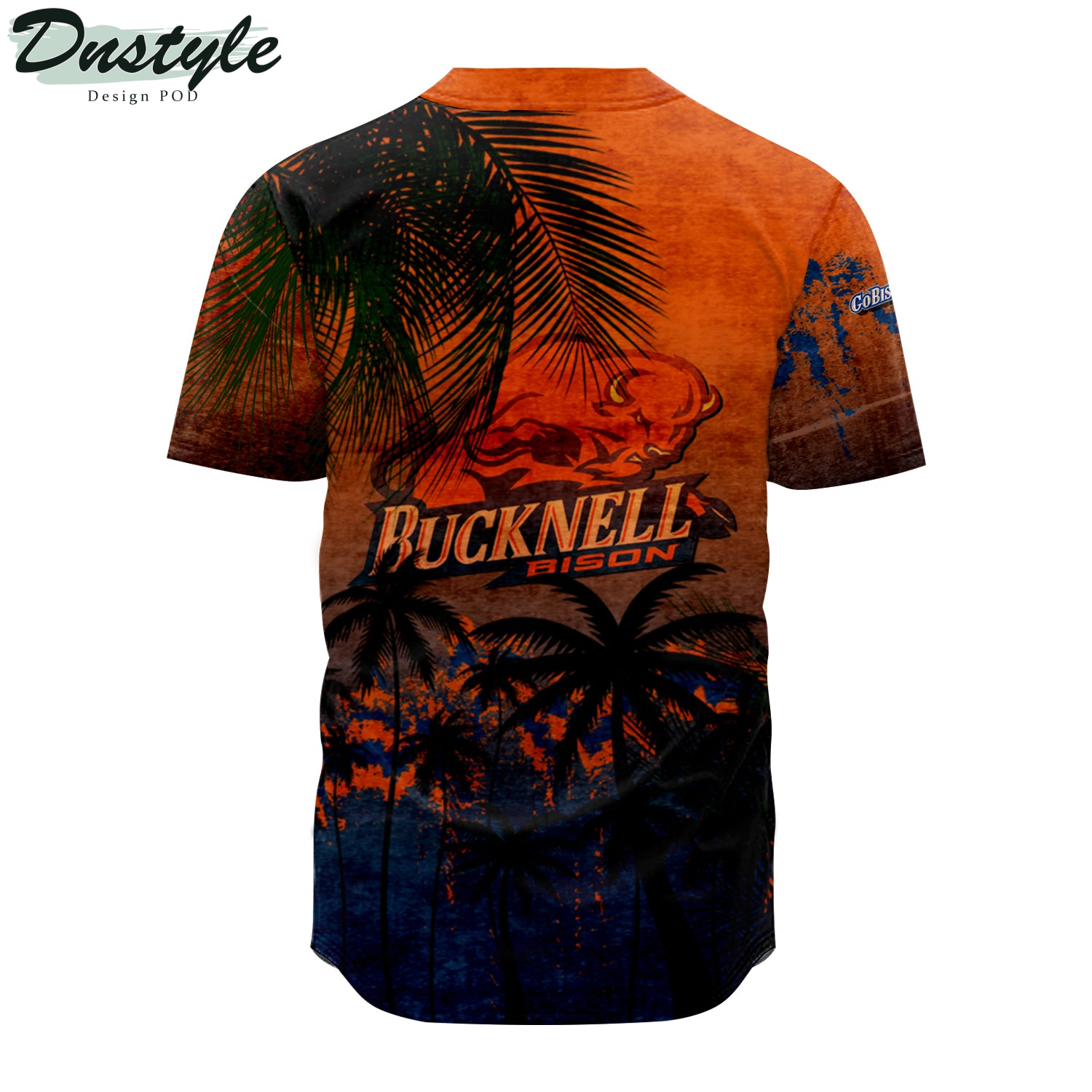 Bucknell Bison Coconut Tree Tropical Grunge Baseball Jersey