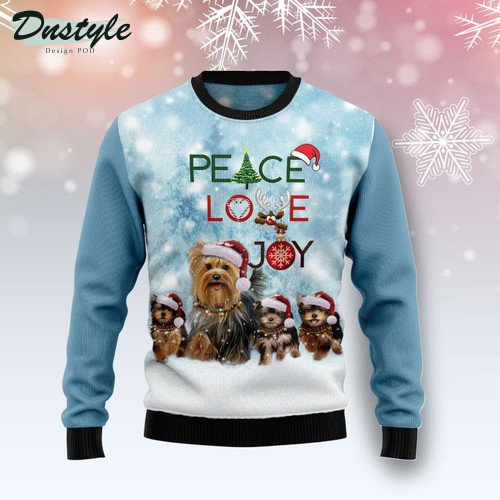 Yorkshire Terrier Peace Love Joy Ugly Sweater Ugly Christmas Sweater