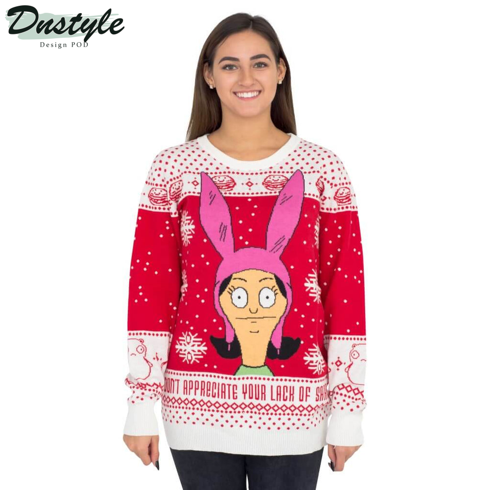 Women's Bobs Burgers Louise Appreciate your Lack of Sarcasm Ugly Christmas Sweater