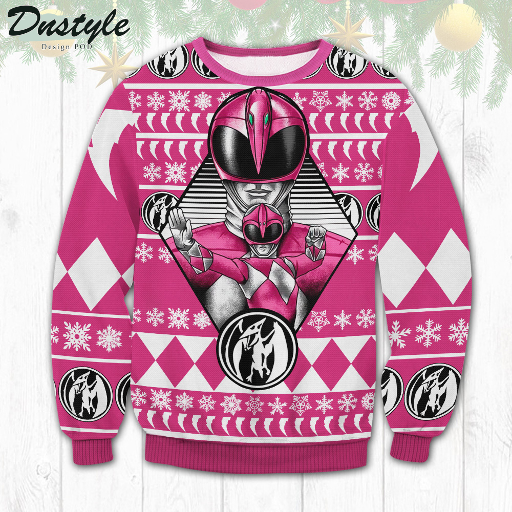 Pink Power Rangers Ugly Christmas Sweater