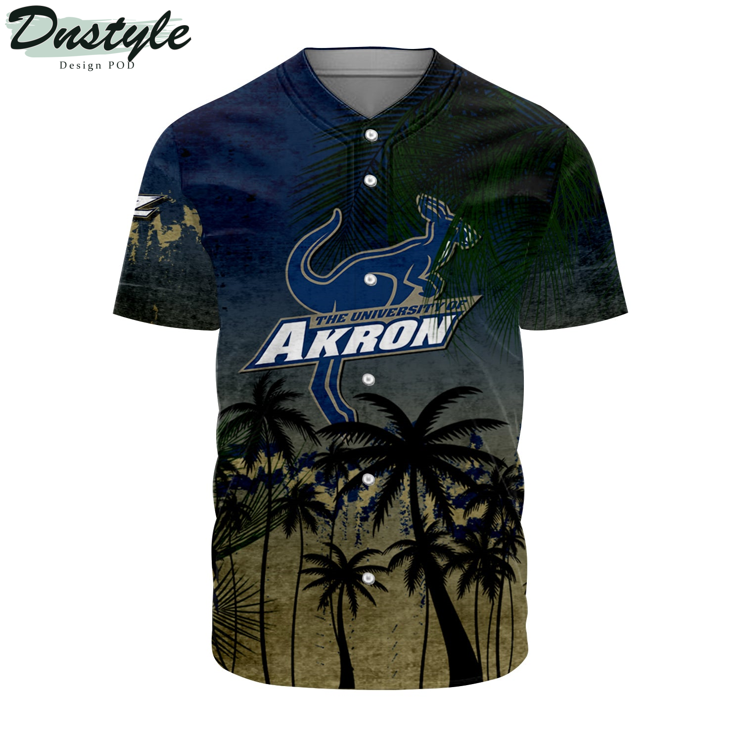 Akron Zips Coconut Tree Tropical Grunge Baseball Jersey