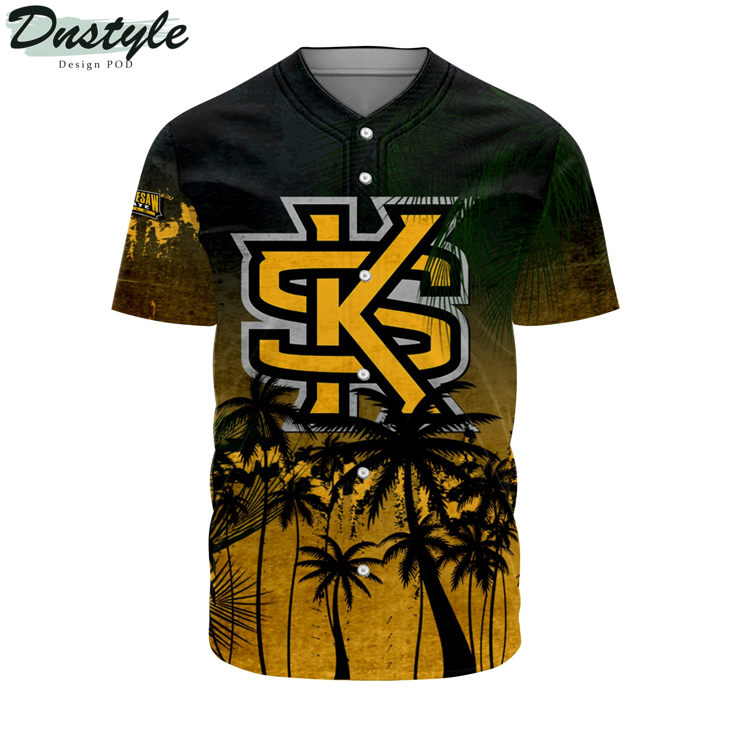Kennesaw State Owls Coconut Tree Tropical Grunge Baseball Jersey