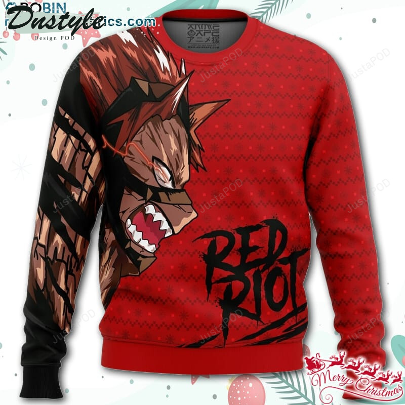 Unbreakable Red Riot My Hero Academia Ugly Christmas Wool Sweater