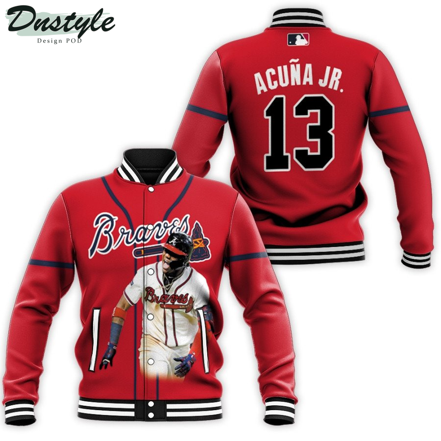 Atlanta Braves Ronald Acuna Jr 13 MLB Team Alternate Player Name Red Jersey Baseball Jacket