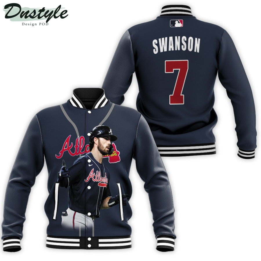 Atlanta Braves Dansby Swanson 7 Player Blue Jersey Baseball Jacket