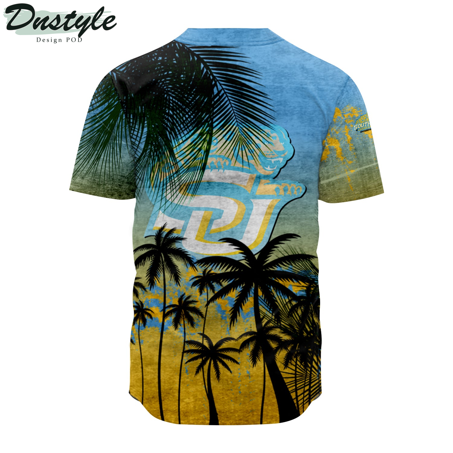 Southern Jaguars Baseball Jersey Coconut Tree Tropical Grunge