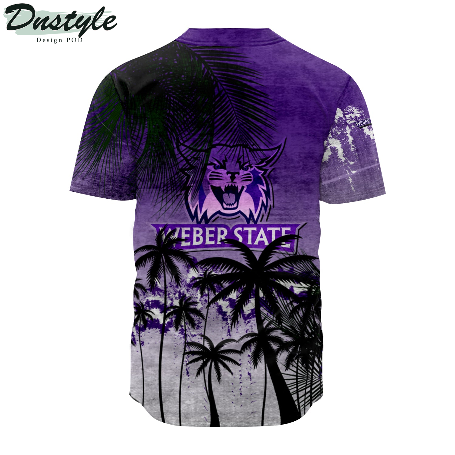 Weber State Wildcats Baseball Jersey Coconut Tree Tropical Grunge