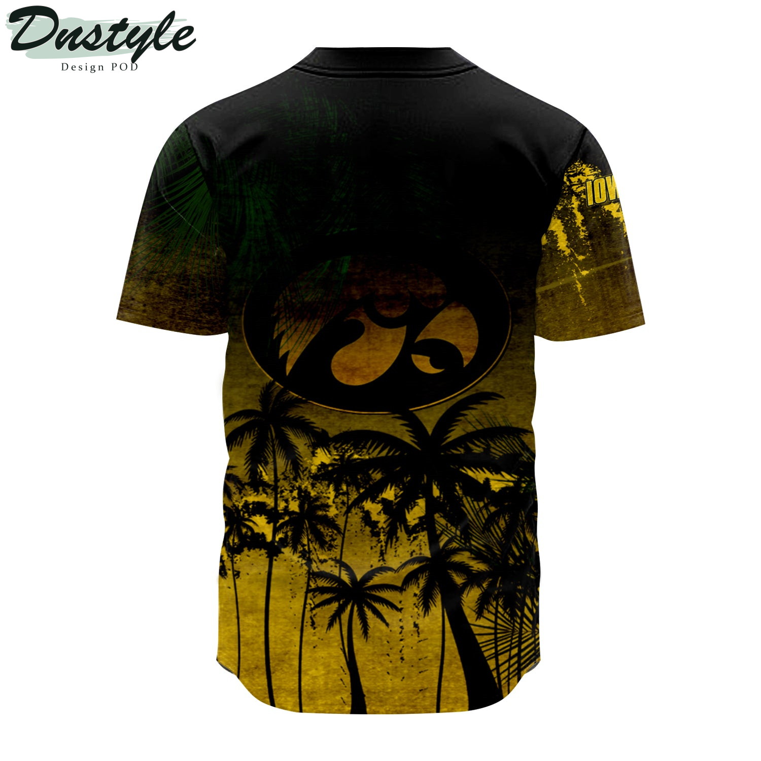 Iowa Hawkeyes Coconut Tree Tropical Grunge Baseball Jersey