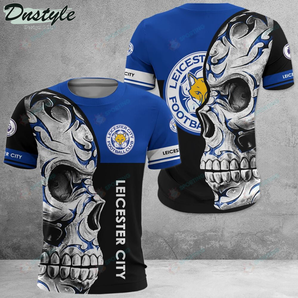 Leicester City F.C Skull 3d Hoodie Tshirt