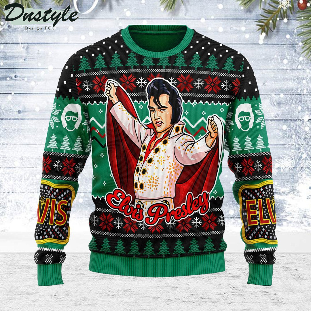 Elvis Presley With Santa Christmas Ugly Sweater