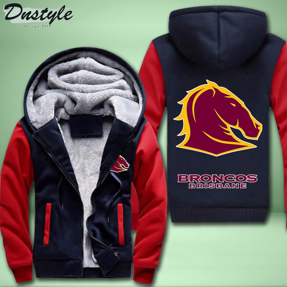 Brisbane Broncos Fleece Hoodie Zipper Velvet