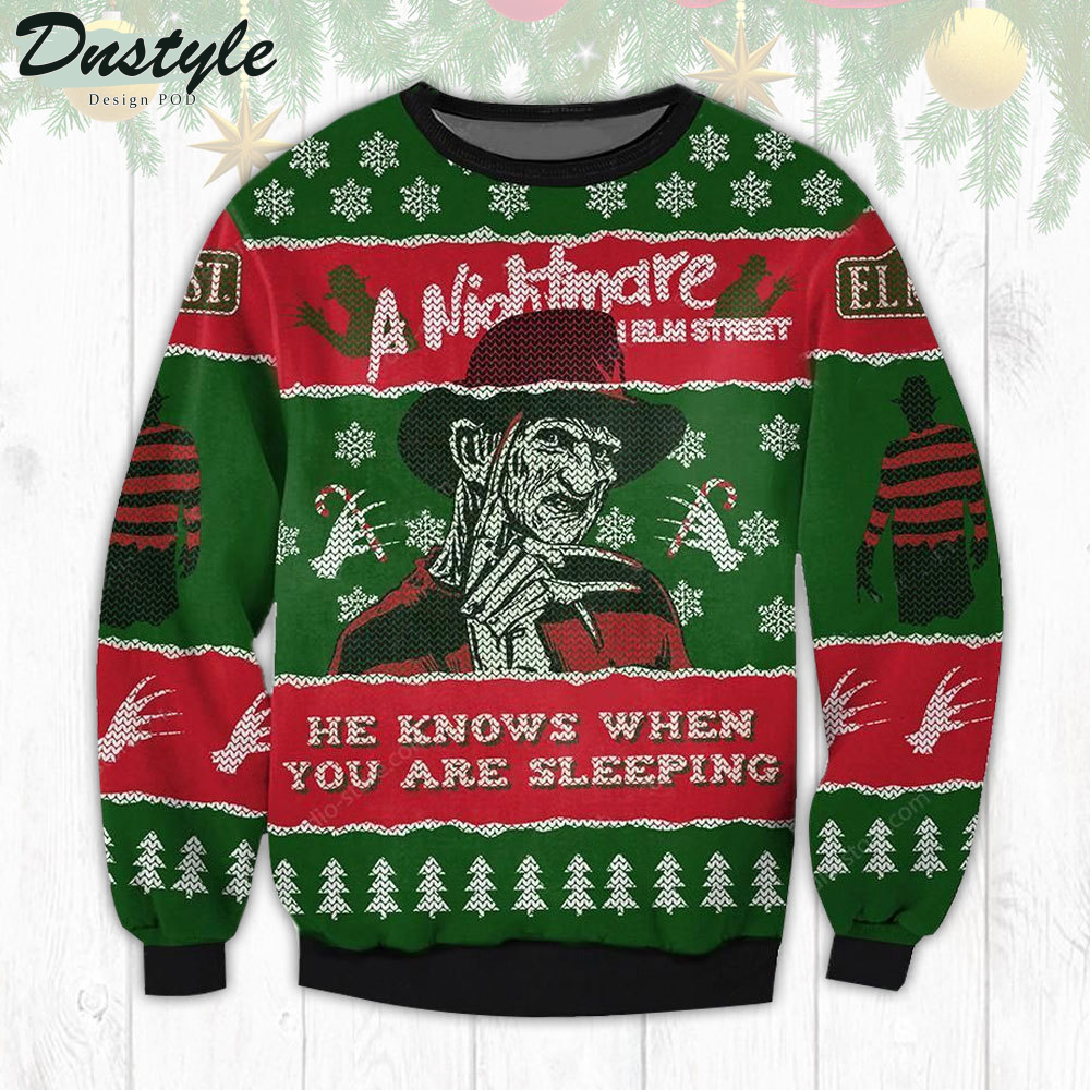 A Nightmare on Elm’s Street He Knows When You Are Sleeping Ugly Christmas Sweater