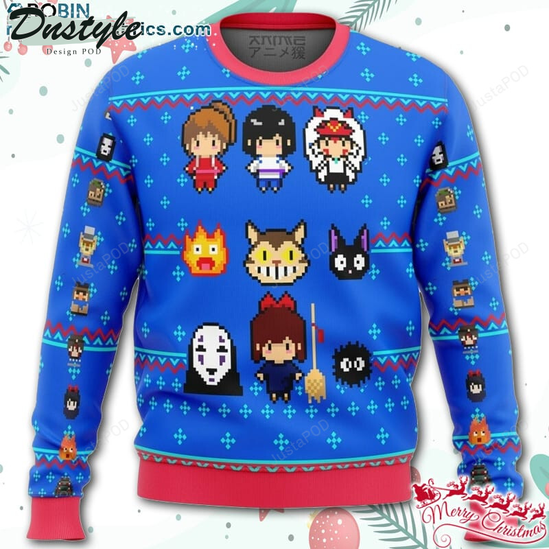 Studio Ghibli Blue Ugly Christmas Wool Sweater