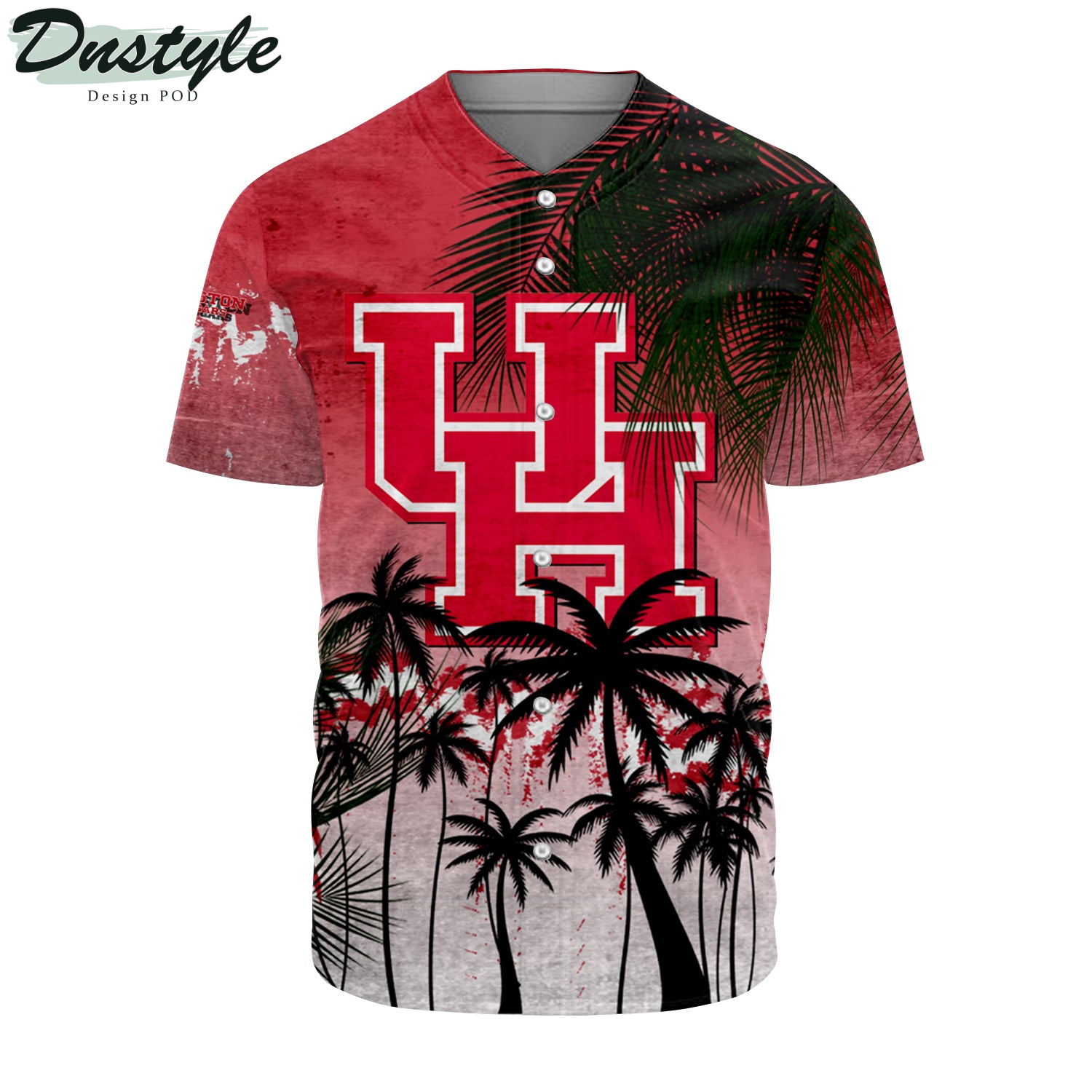 Houston Cougars Coconut Tree Tropical Grunge Baseball Jersey