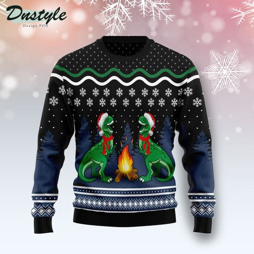 Camping T-rex Ugly Christmas Sweater