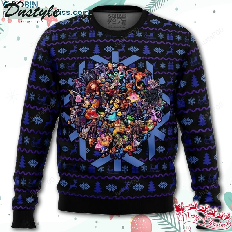 Smash Bros Christmas Brawl Ugly Christmas Wool Sweater