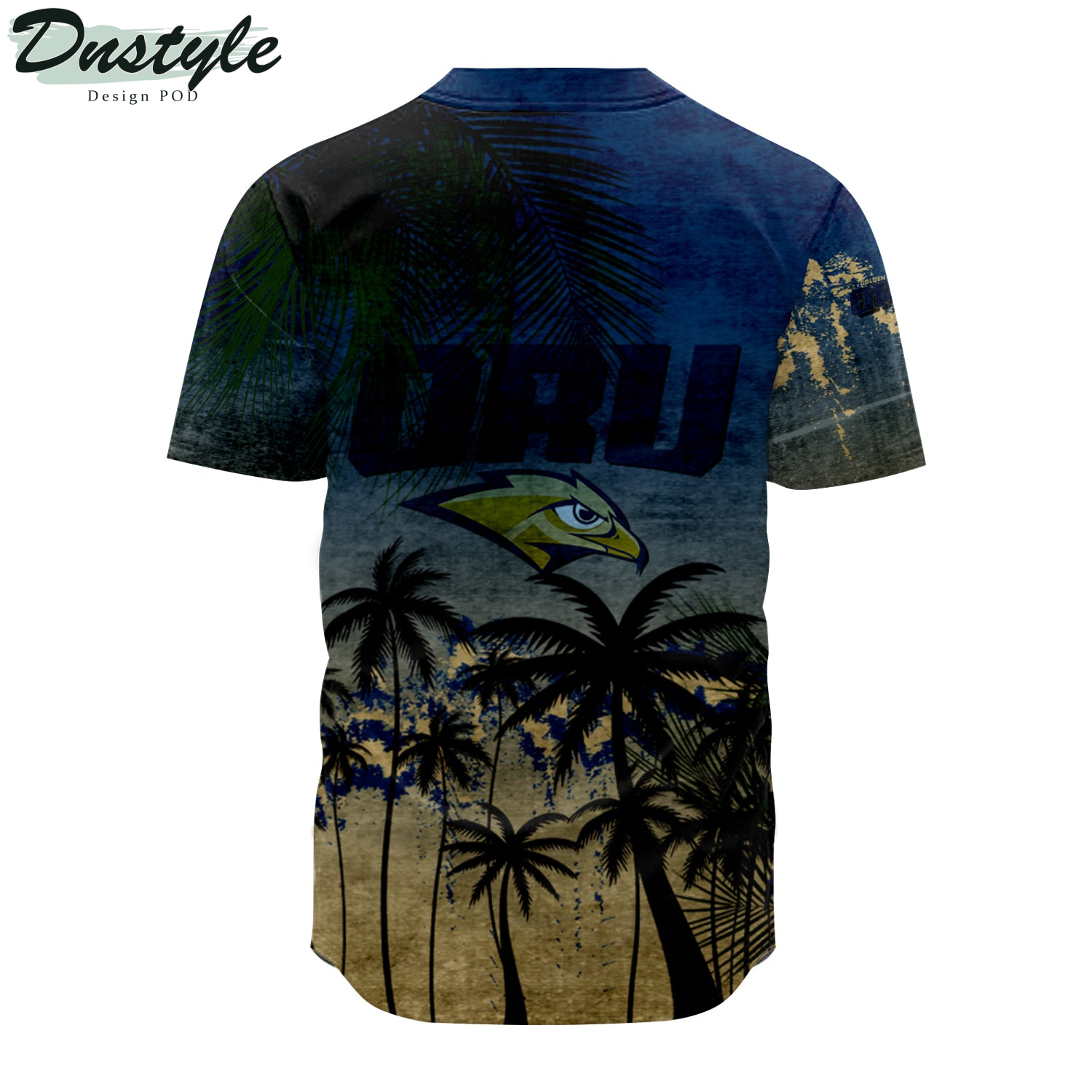 Oral Roberts Golden Eagles Baseball Jersey Coconut Tree Tropical Grunge