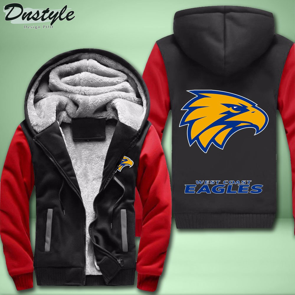 West Coast Eagles Fleece Hoodie Zipper Velvet