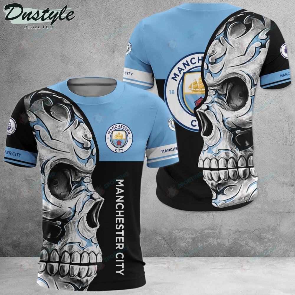 Manchester City F.C Skull 3d Hoodie Tshirt