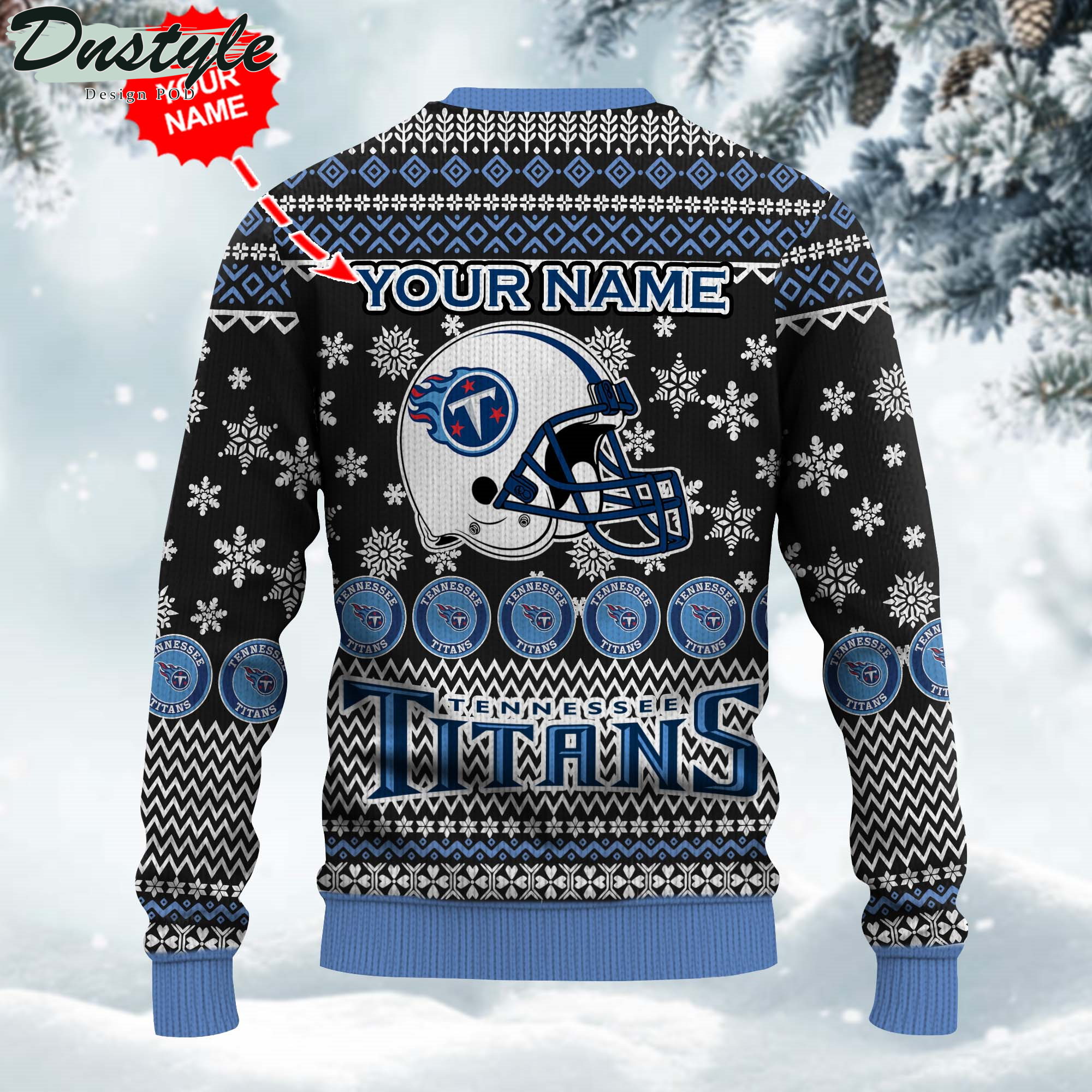 NFL Tennessee Titans Ugly Wool Custom Name Sweater