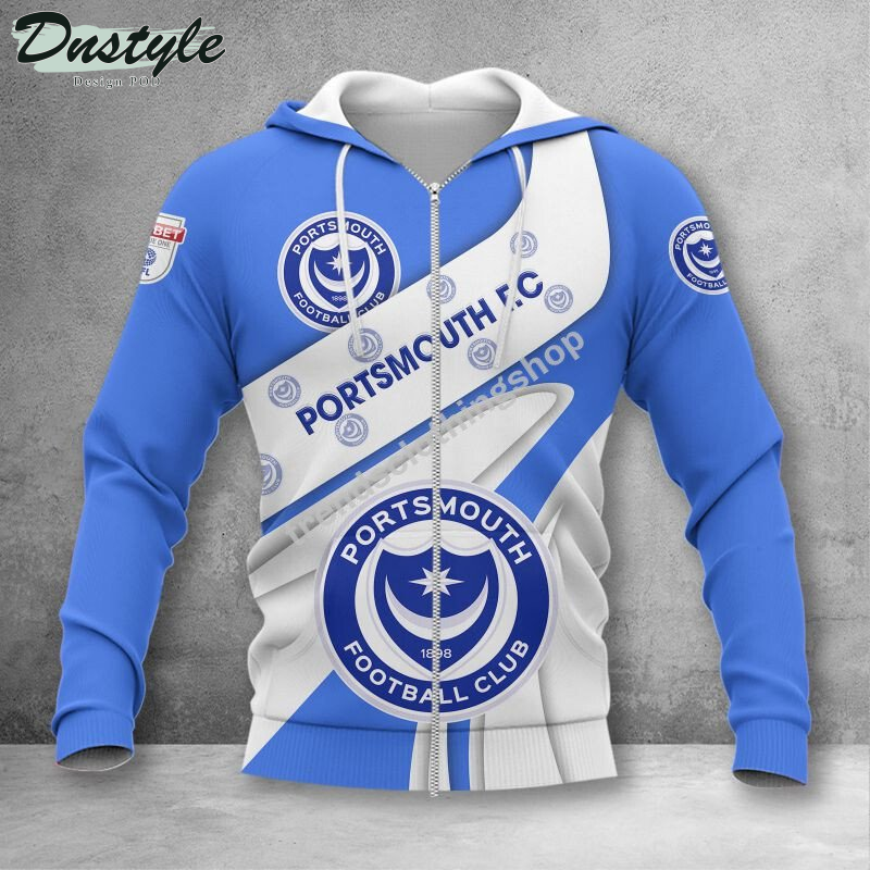 Portsmouth F.C 3d all over printed hoodie tshirt