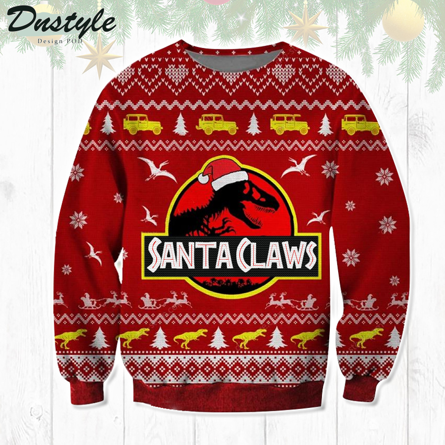 Jurassic Park Santa Claws Ugly Christmas Sweater