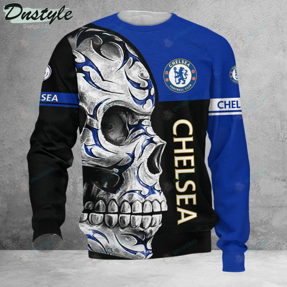 Chelsea F.C Skull 3d Hoodie Tshirt