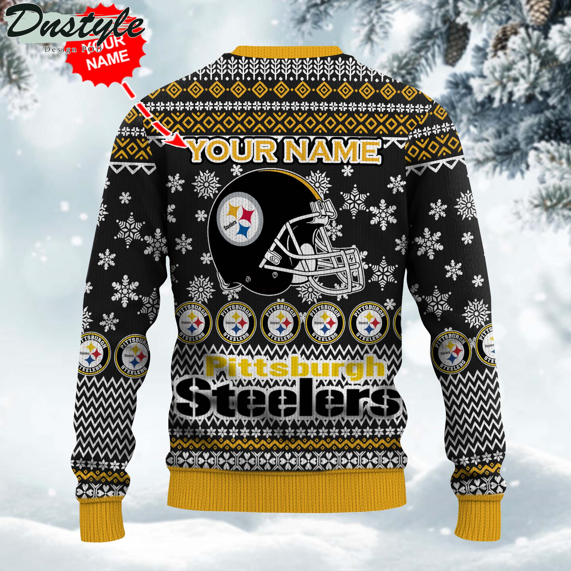 NFL Pittsburgh Steelers Ugly Wool Custom Name Sweater