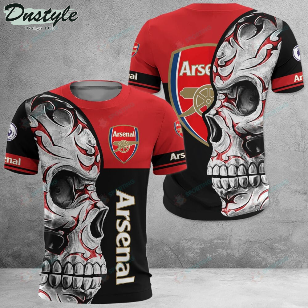 Arsenal F.C Skull 3d Hoodie Tshirt