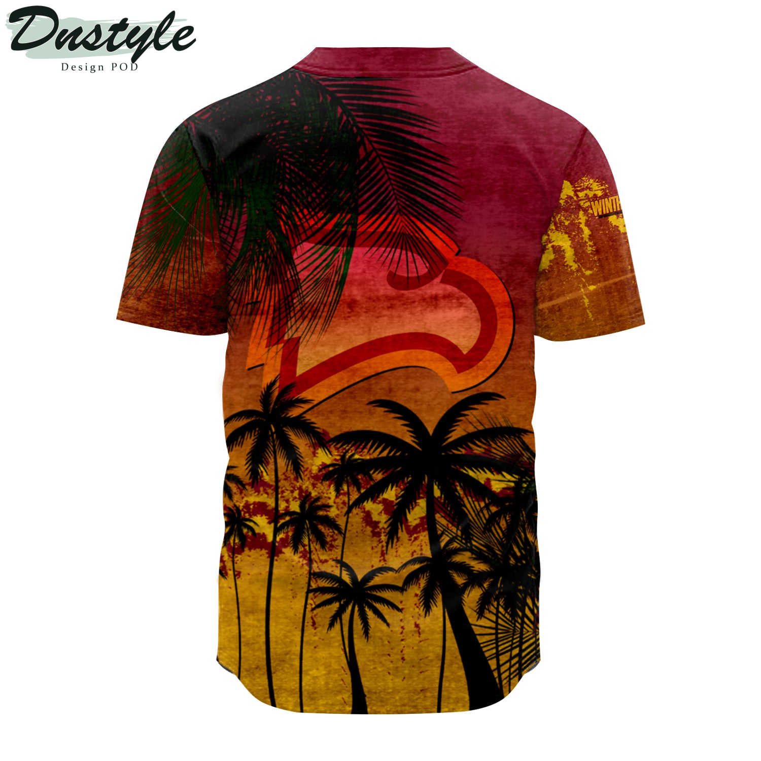 Winthrop Eagles Baseball Jersey Coconut Tree Tropical Grunge