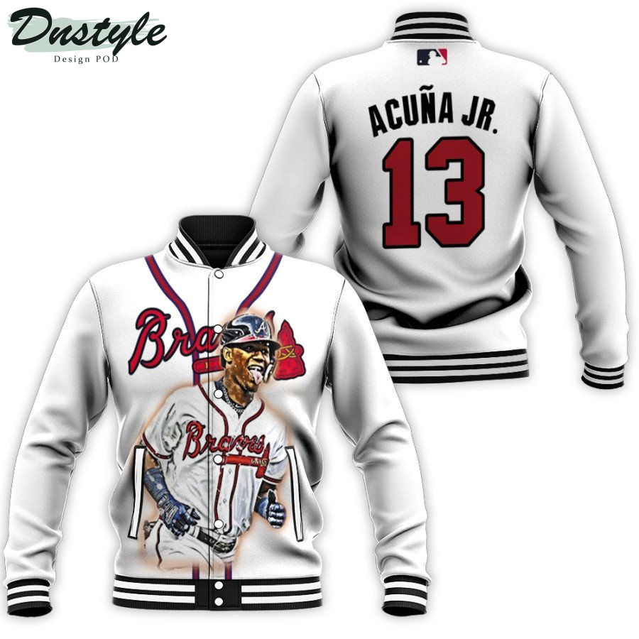 Atlanta Braves Ronald Acuna Jr 13 MLB White Home Baseball Jacket