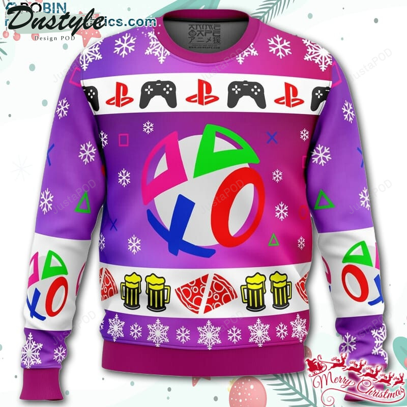 Playstation Neon Ugly Christmas Wool Sweater