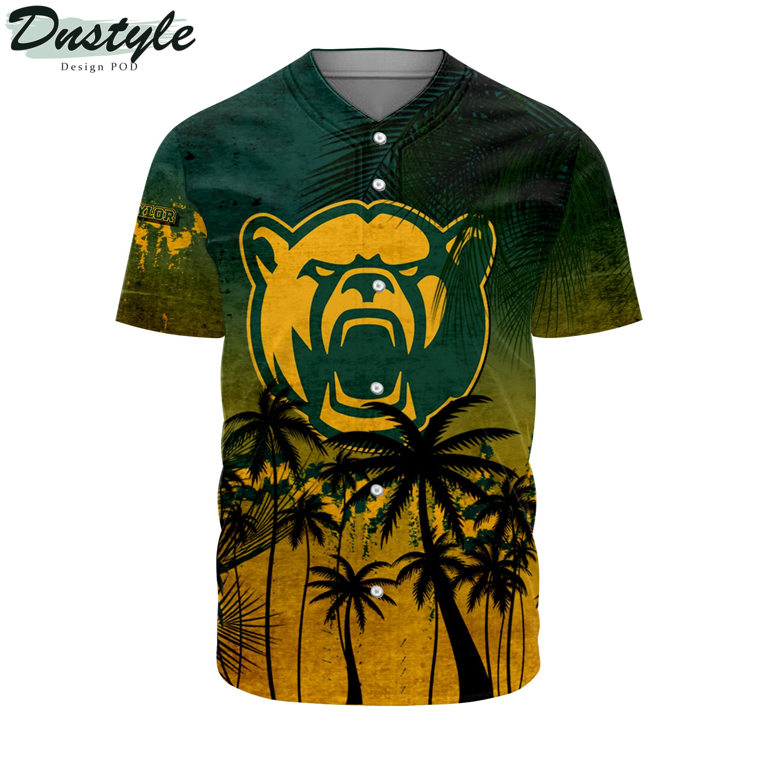 Baylor Bears Coconut Tree Tropical Grunge Baseball Jersey