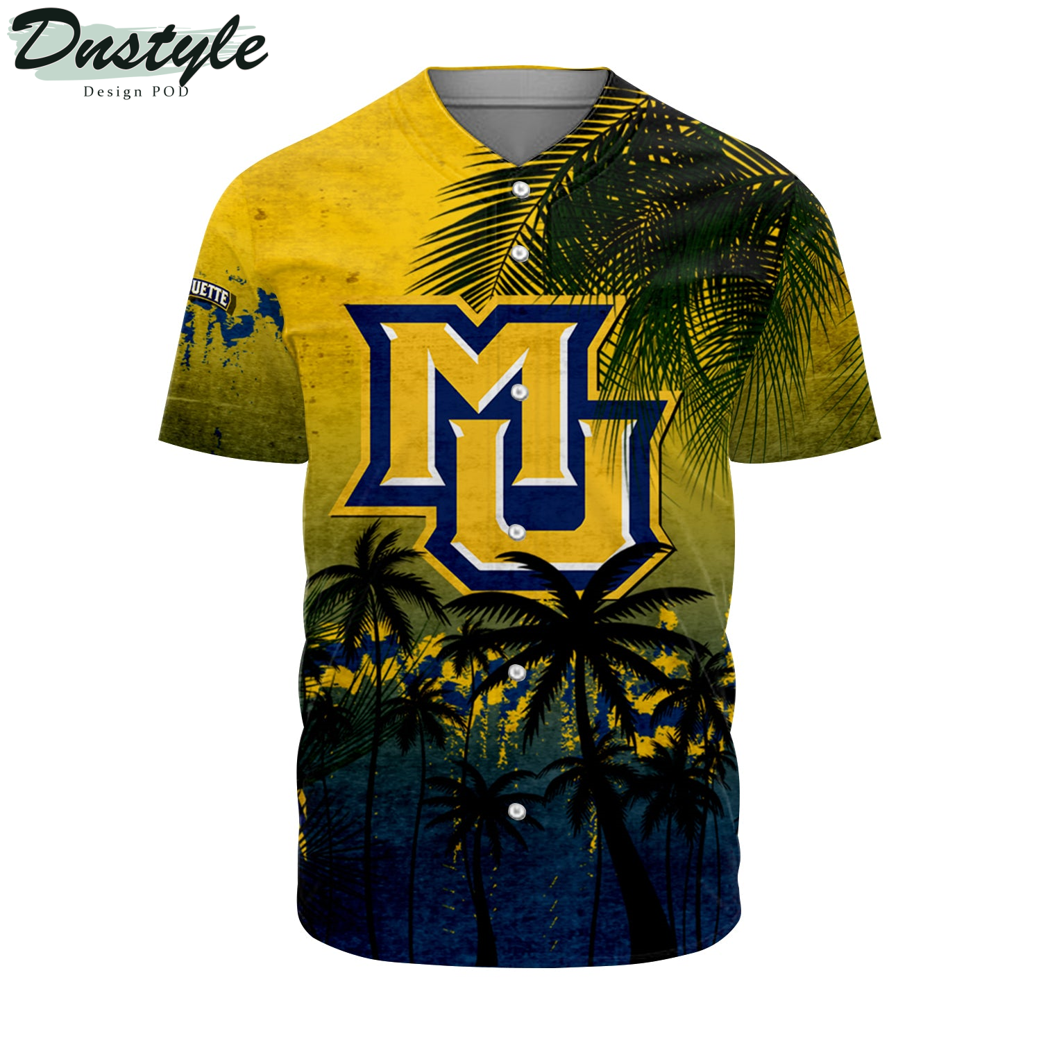 Marshall Thundering Herd Coconut Tree Tropical Grunge Baseball Jersey