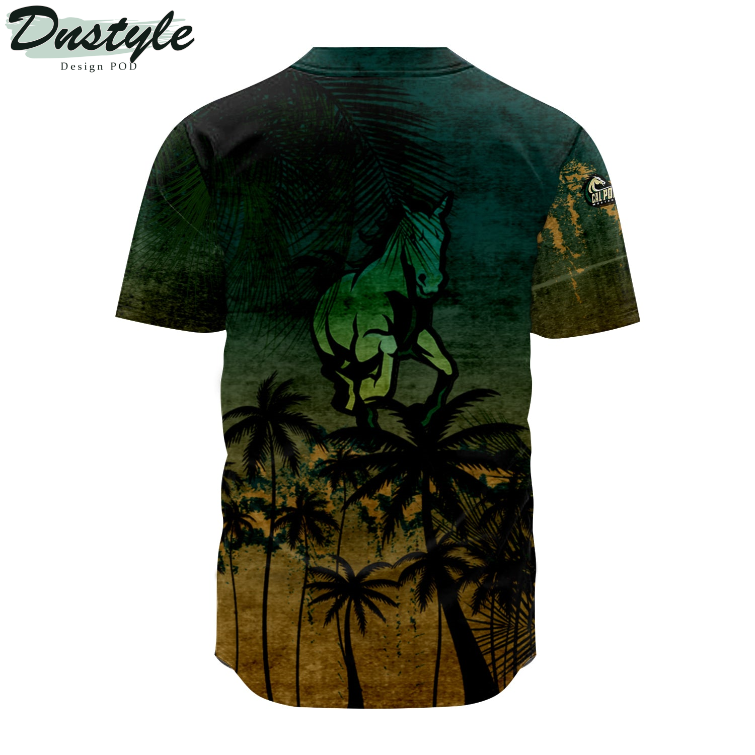 Cal Poly Mustangs Coconut Tree Tropical Grunge Baseball Jersey