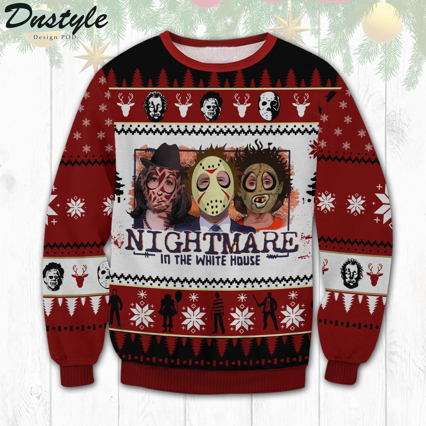 Nightmare Horror In The White House Ugly Christmas Sweater