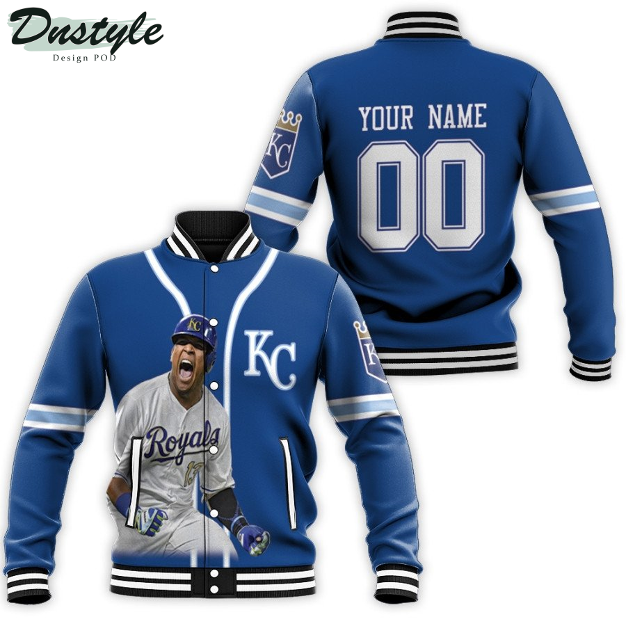 Kansas City Royals Salvador Perez 13 Great Player 2020 MLB Navy Custom Number Name Baseball Jacket