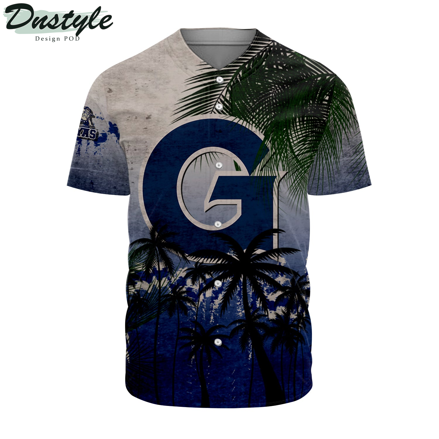 Georgetown Hoyas Coconut Tree Tropical Grunge Baseball Jersey