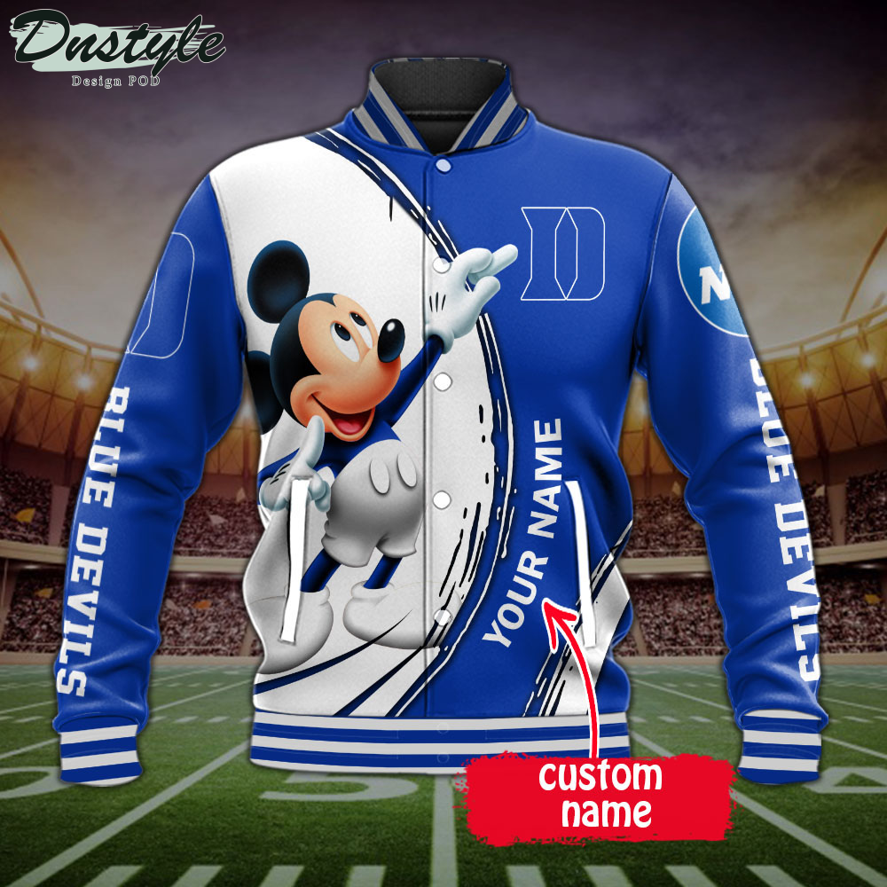 Duke Blue Devils Mickey Custom Name Baseball Jacket