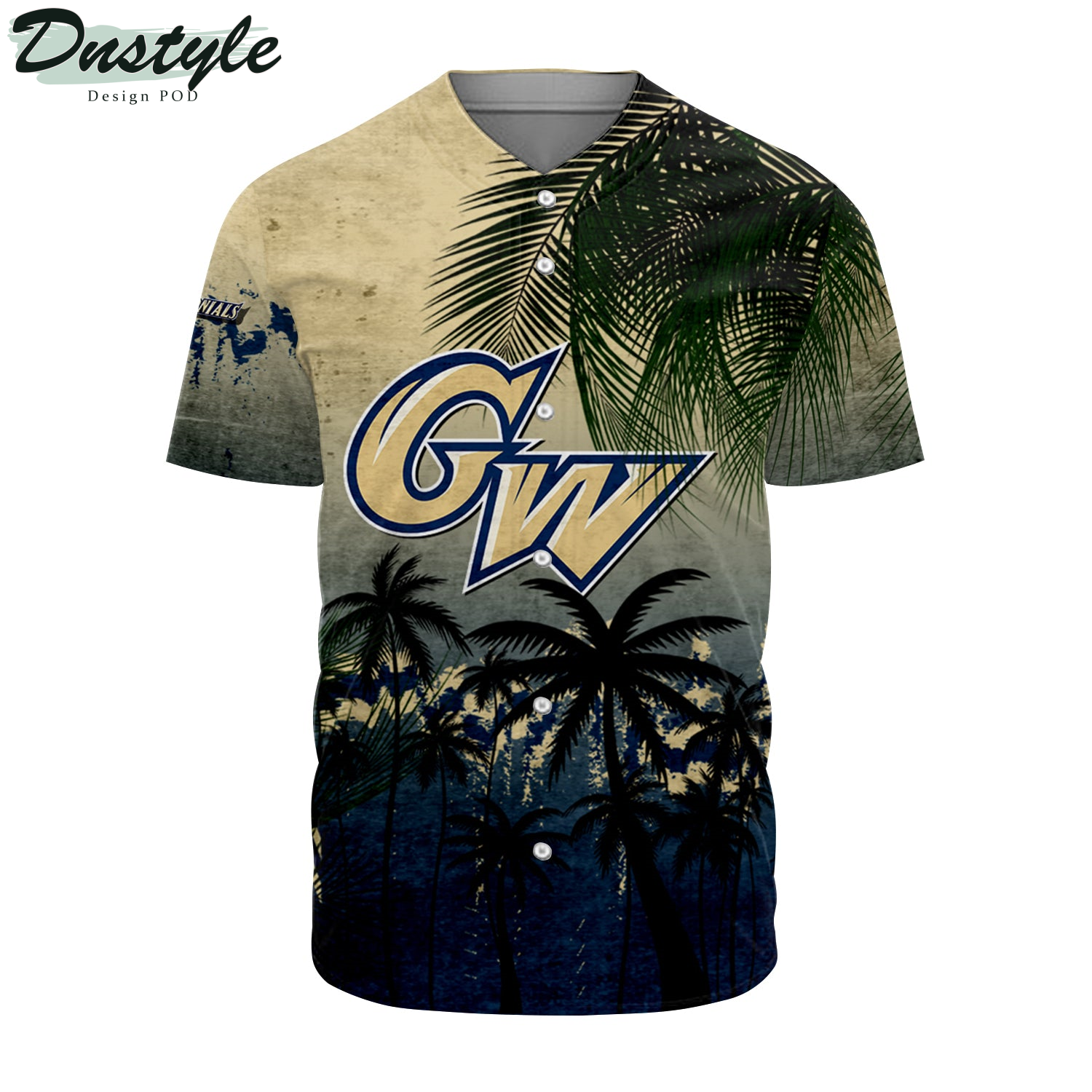 George Washington Colonials Coconut Tree Tropical Grunge Baseball Jersey