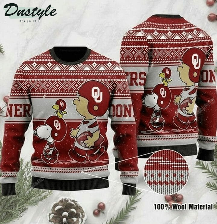 Oklahoma Sooners Snoopy Ugly Christmas Wool Sweater