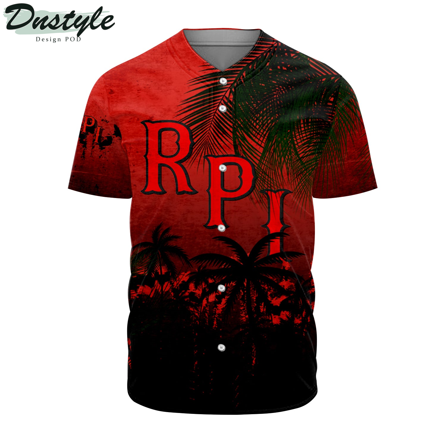 RPI Engineers Baseball Jersey Coconut Tree Tropical Grunge