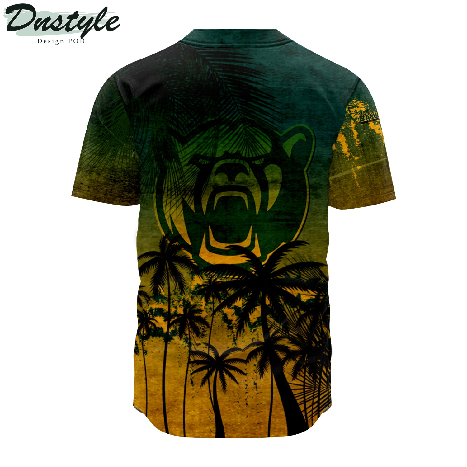 Baylor Bears Coconut Tree Tropical Grunge Baseball Jersey