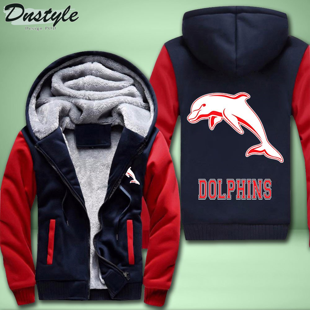 Dolphins Fleece Hoodie Zipper Velvet