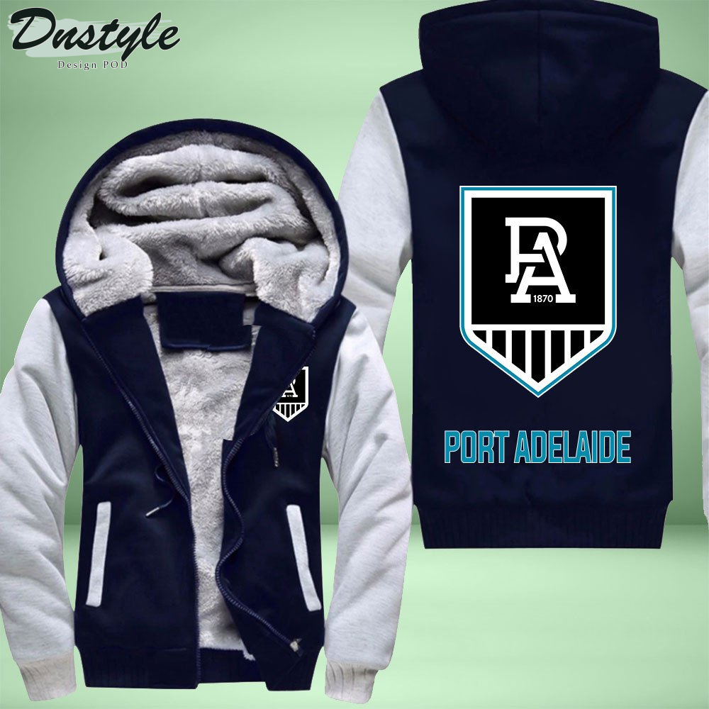 Port Adelaide Power Fleece Hoodie Zipper Velvet