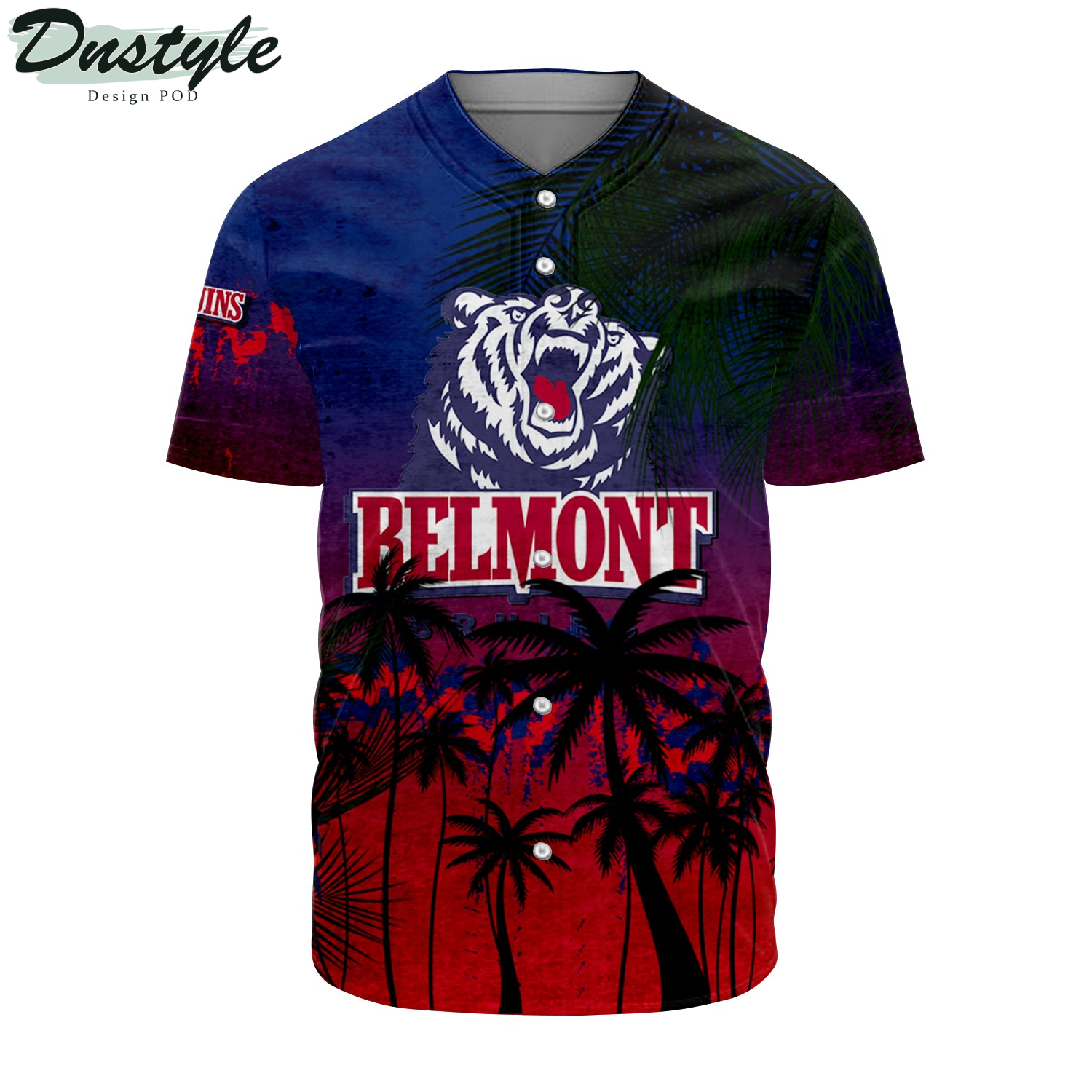 Belmont Bruins Coconut Tree Tropical Grunge Baseball Jersey