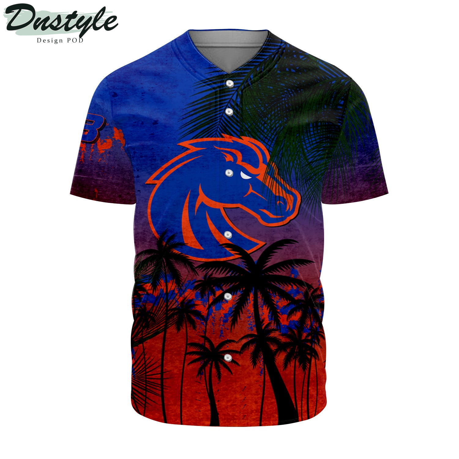 Boise State Broncos Coconut Tree Tropical Grunge Baseball Jersey
