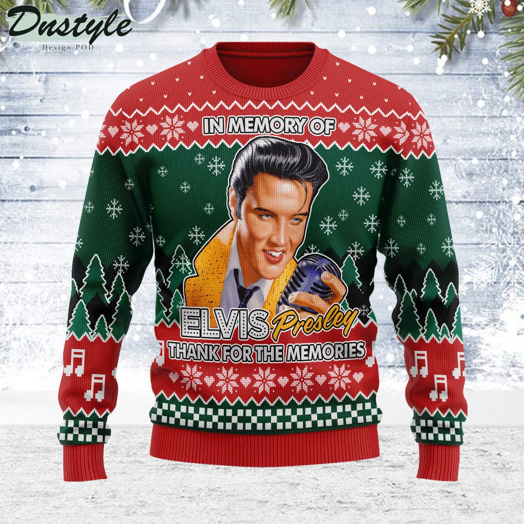 In memory of Elvis Presley Thank For The Memories Christmas Ugly Sweater